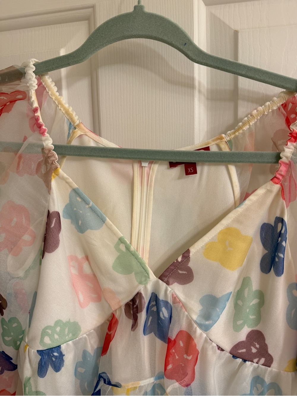 STAUD White Floral Multicolor Tiered Mini Dress - Picture 6 of 8